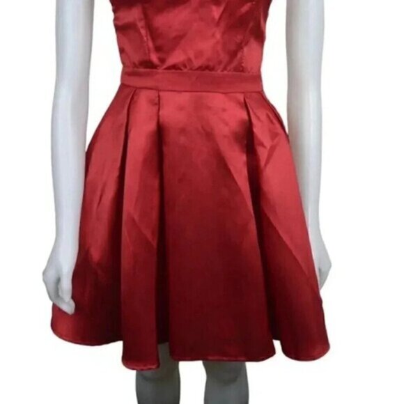 Maniju Red Satin Mini Dress Formal Prom Homecoming Graduation Size Small - Picture 3 of 10